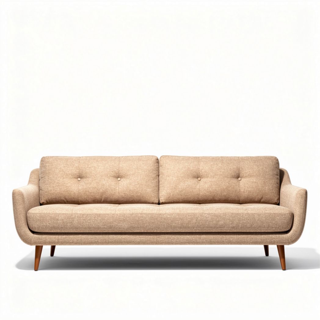 Modern fabric sofa with wooden legs beige color 200 x 80 x 85cm