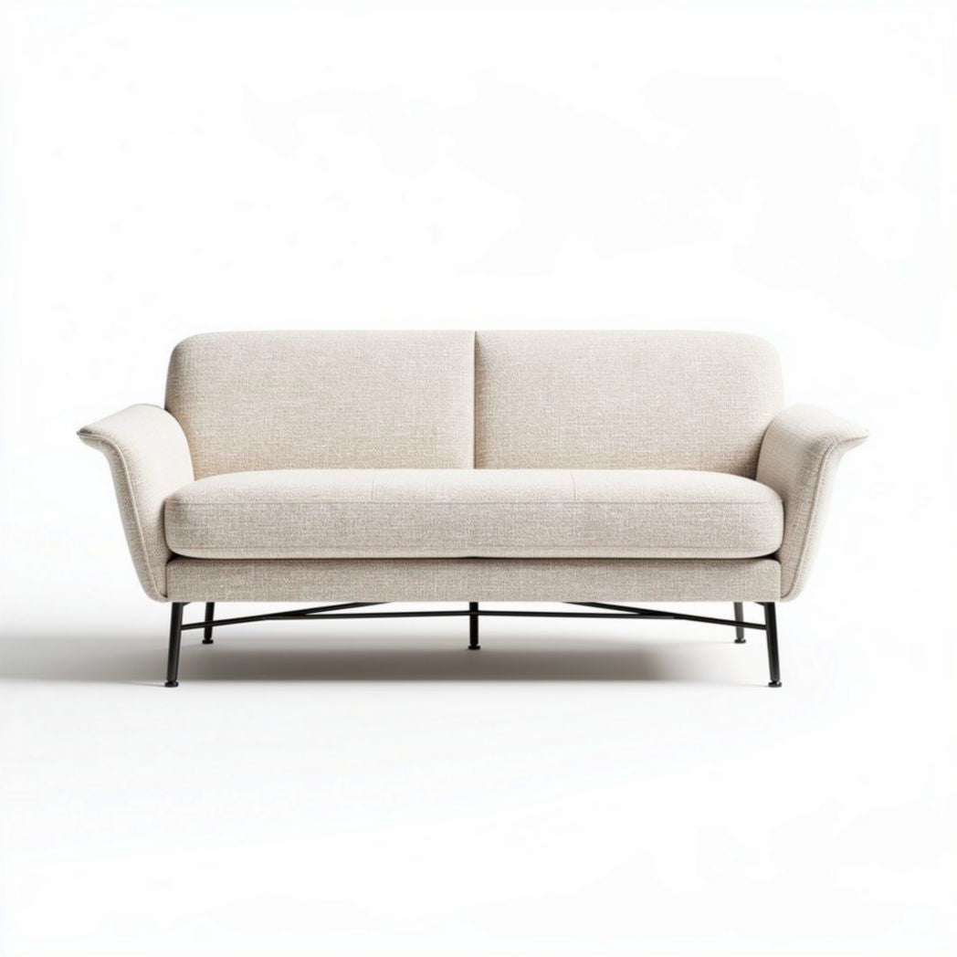 Soft fabric loveseat with metal frame in beige color 195 x 85 x 85cm