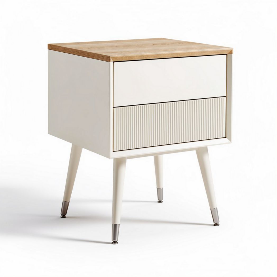 Nightstand with natural wood top and white body 50 x 40 x 60cm