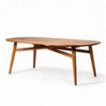 Oval wooden coffee table with tapered legs for living room 160 x 80 x 75cm