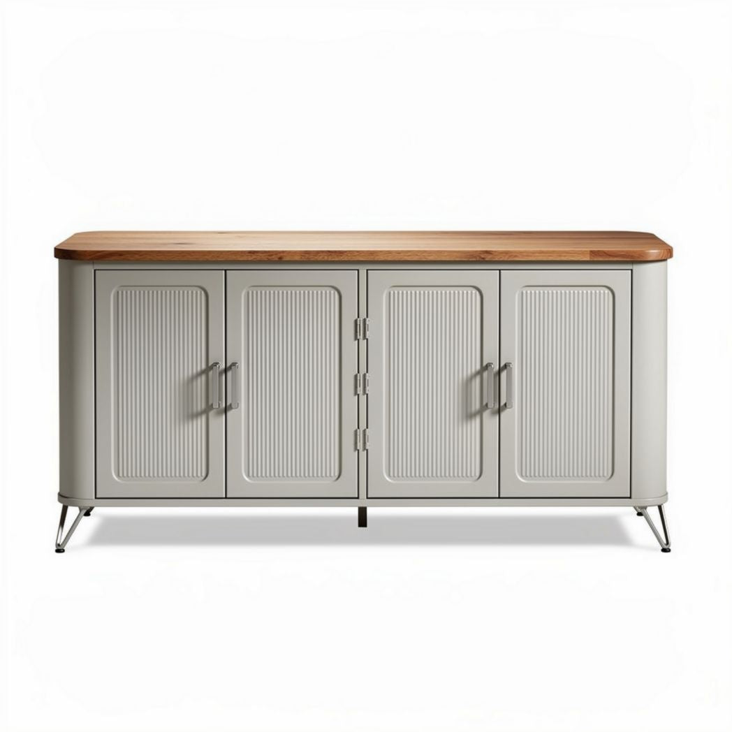 Industrial style sideboard with wooden top and metal frame 80 x 40 x 75cm