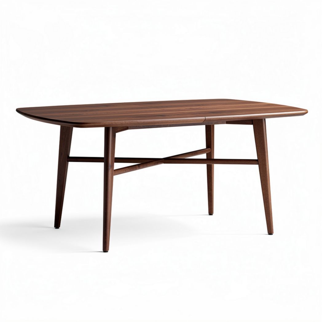 Wood dining table with tapered legs and dimensions 150 x 75 x 74cm