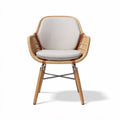 Rattan dining chair with soft cushion and wooden legs 60 x 60 x 80cm