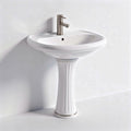 Pedestal sink with modern faucet in ceramic white finish 50 x 40 x 85cm